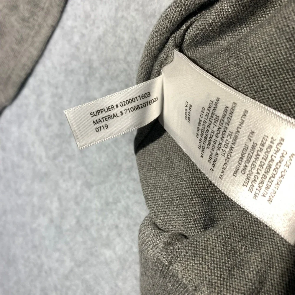 Polo‎ Ralph Lauren Mens XL Pima Cotton V-Neck Sweater Gray Pullover Pony Logo